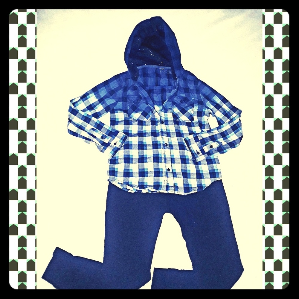Hip hop dance costume adult small sequin plaid EUC